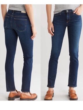 AG Adriano Goldschmied Dark Blue Straight Leg Jeans